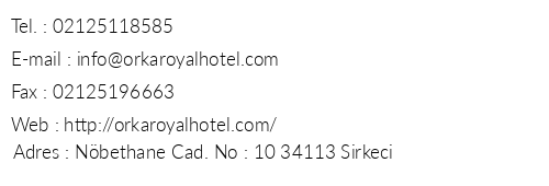 Orka Royal Hotel telefon numaralar, faks, e-mail, posta adresi ve iletiim bilgileri